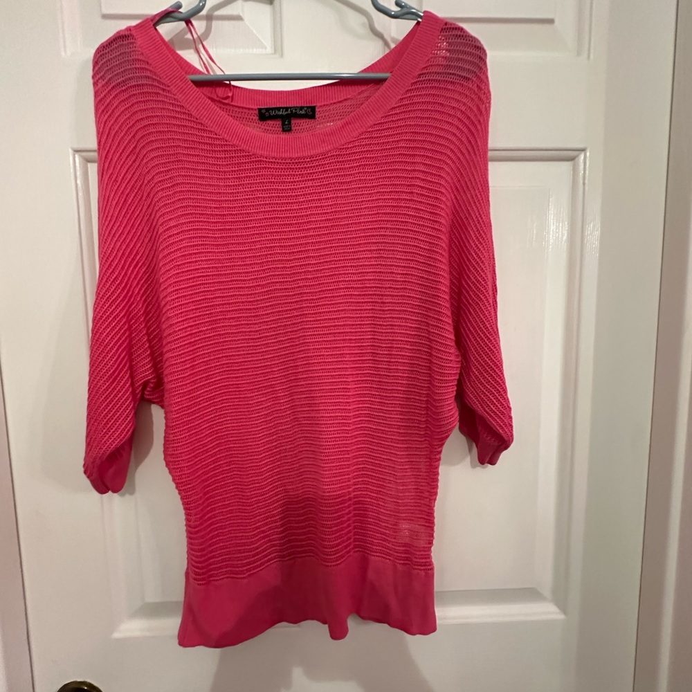 Wishful Park Pink Crew Neck Sweater with Textured Knit